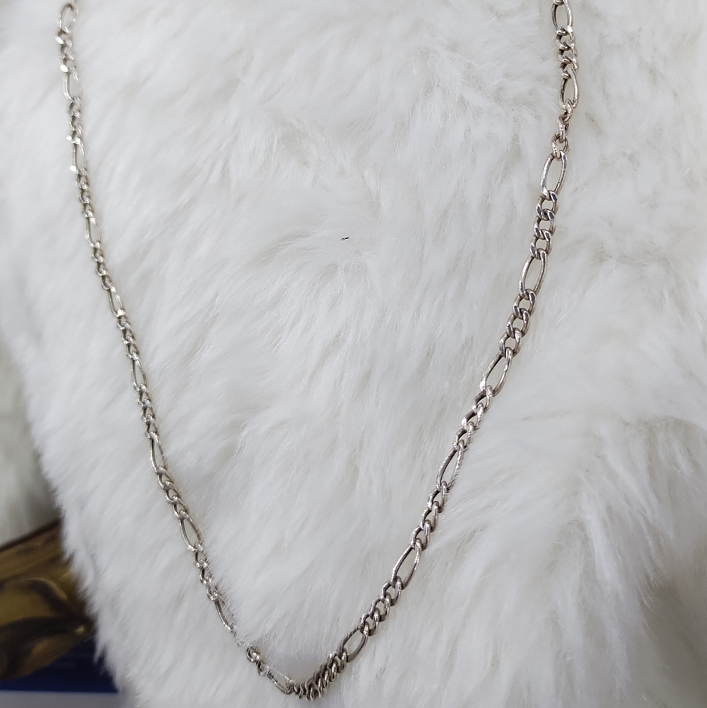 Italian Figaro Intricate Sterling Silver 925 Chain Necklace 20"